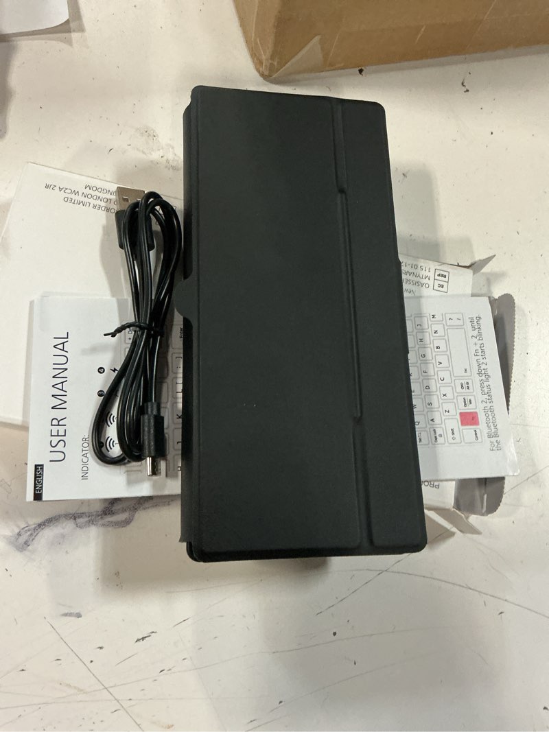 Condition photo showing New/Like New for doohoeek travel keyboard with touchpad, universal compact keyboard with large trackpad & any-angle stand for android/ios/windows, dual-device bluetooth keypad for phones/galaxy z fold/ipad mini