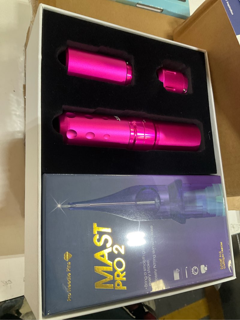 Condition photo showing Good Condition for mast fold2 pro tattoo kit, cordless complete tattoo gun machine kit, 2 batteries 2000mah power supply for long time, needles cartridges black tattoo ink kit pink color