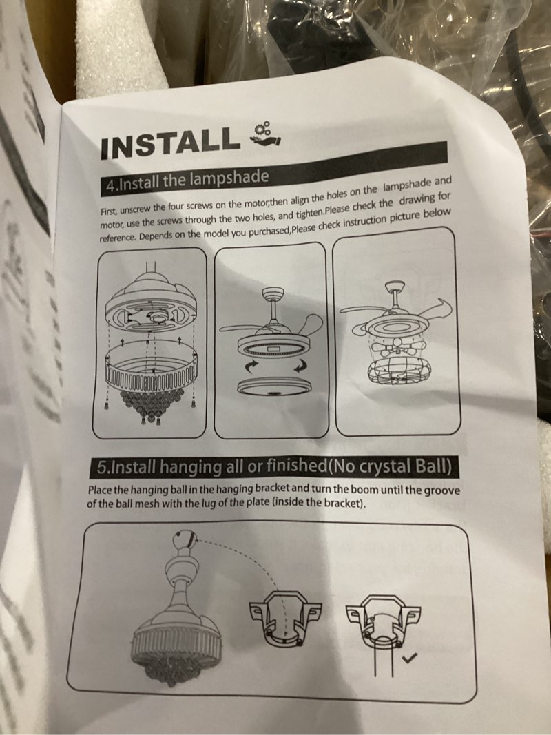 INCOMPLETE MISSING PARTS Ceiling fan light