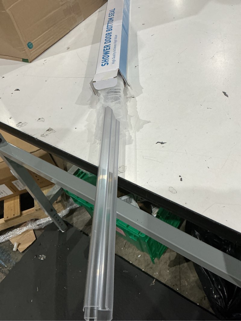 Condition photo showing Good Condition for sliding shower door bottom seal, 2 pcs 3/8" x 36" sliding shower door sweep for 3/8inch glass, frameless glass door seal strip stop shower leaks and create a water barrier for 3/8" glass