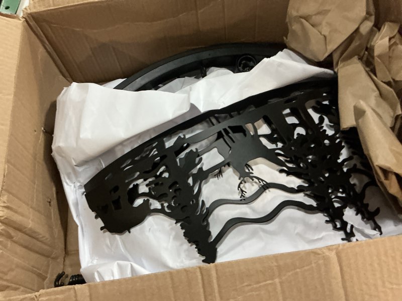 Condition photo showing As Is for 8-Light Black Wagon Wheel Chandeliers,Farmhouse Deer Country Chandelier Dining Room Light Fixtures,Round Industrial Vintage Kitchen Island Pendant Light for Living Room Entryway Foyer 30" Black-8L