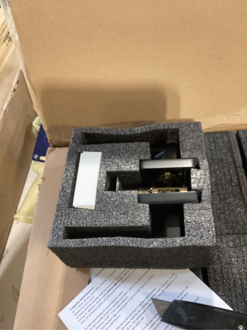Condition photo showing New/Like New for door handles interior, door knobs interior, black door handle with reversible lever, keyed alike door lock sets for bedroom, 10 packs heavy duty door lock sets, matte black 10 entry(lock with same keys)