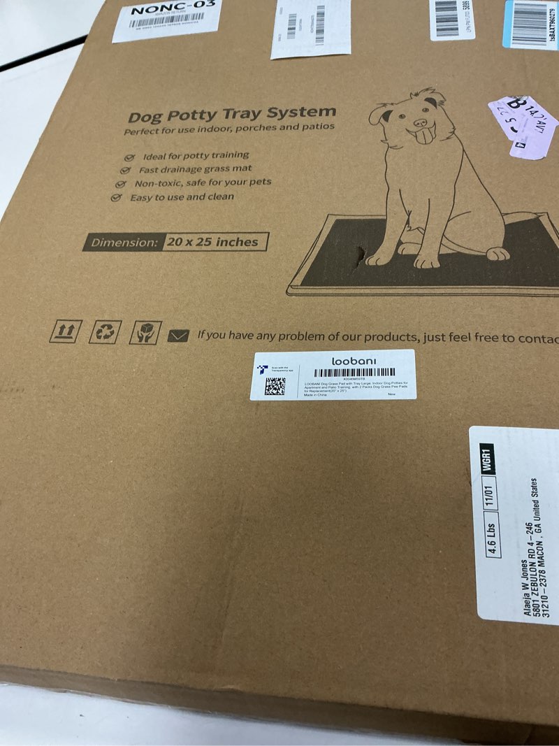 Condition photo showing Good Condition for LOOBANI Dog Grass Pad with Tray - Dog Litter Box - Indoor Potty for Apartment and Patio Training - with 2 Packs Grass Pee Pads for Replacement, 20×25 Inch Tray Potty 20*25inch