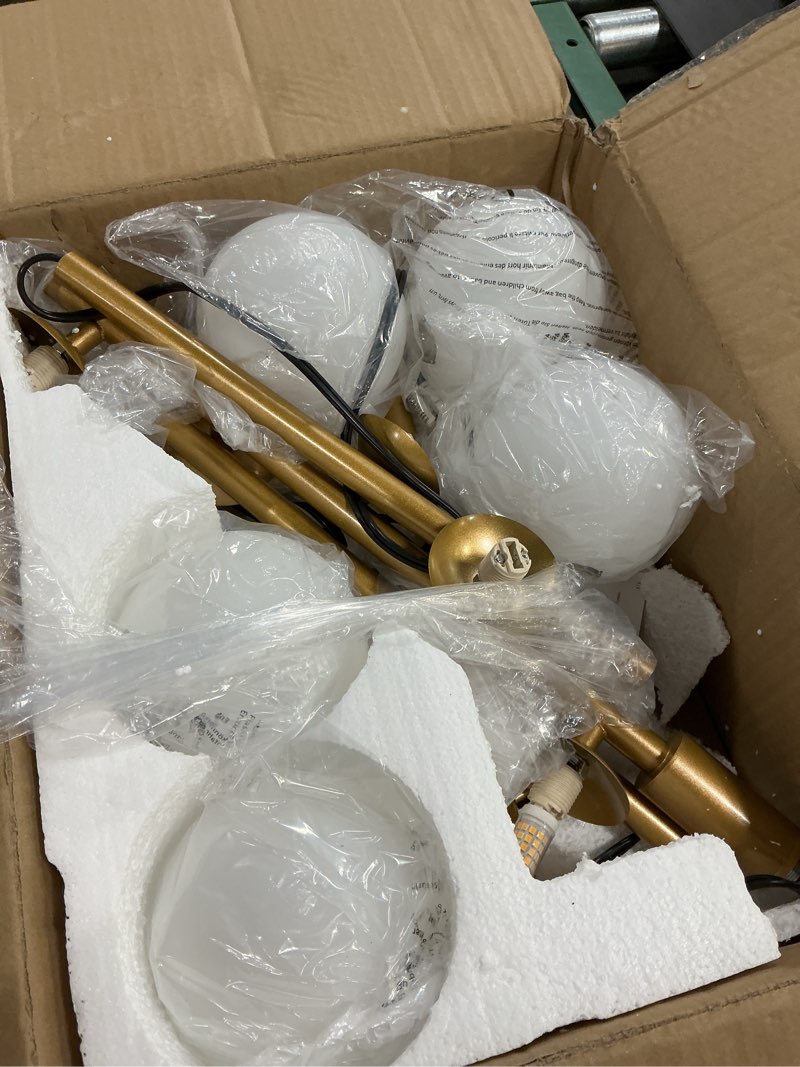 Condition photo showing Good Condition for lightdot dimmable globe floor lamp mid century modern floor lamp with 5pcs 3000k bulbs included stepless brightness adjustable gold standing lamps for living room/bedroom/sofa beside/corner decor 5 globe-gold