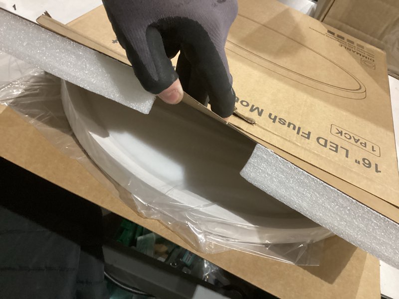 Condition photo showing New/Like New for 1Pack 15.8 Inch LED Flush Mount Ceiling Light, 35W, 3850LM, 2700K-5000K 5Color Selectable & Dimmable, White Thin Flat Surface Mount Lights for Bedroom, Living Room, Dining Room, Garage