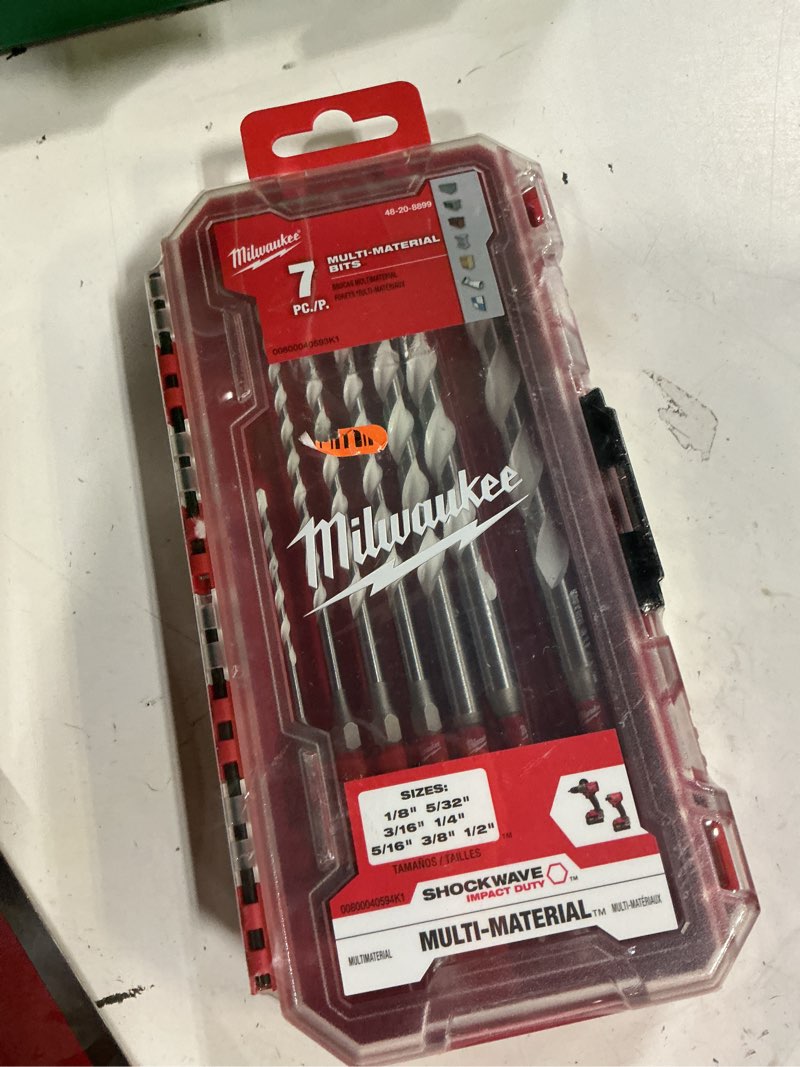 Condition photo showing As Is for shockwave carbide multi-material drill percussion bit set (7-piece)