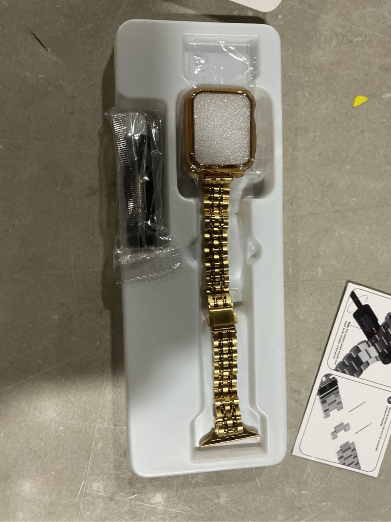 Condition photo showing Good Condition for slim watch band compatible with apple watch 41mm 45mm 42mm 44mm 40mm 38mm metal stainless steel watchband suitable for iwatch 10/9/8/7/6/5/4/3/2/1/se series women luxury strap 38mm 40mm 41mm gold