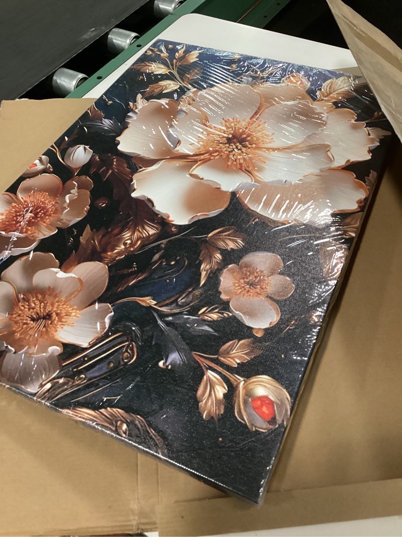 Condition photo showing New/Like New for Abstract Flower Canvas Wall Art White Floral Texture Poster Prints Serene Blossoms Wall decor pictures for Bedroom and Bathroom Home Decorations Framed(16inx24in Canvas) 24"L x 16"W