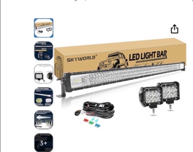 AUXTINGS 52 inch Triple Row LED Light Bar with Wiring Harness Kit, Black, Plastic and Aluminum