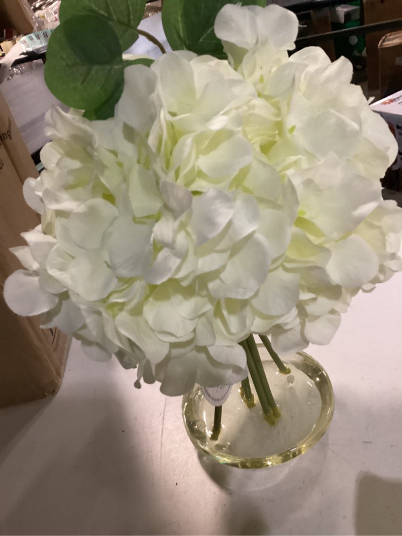 Condition photo showing As Is for allen + roth 12-in White Indoor Desktop Hydrangea Artificial plant