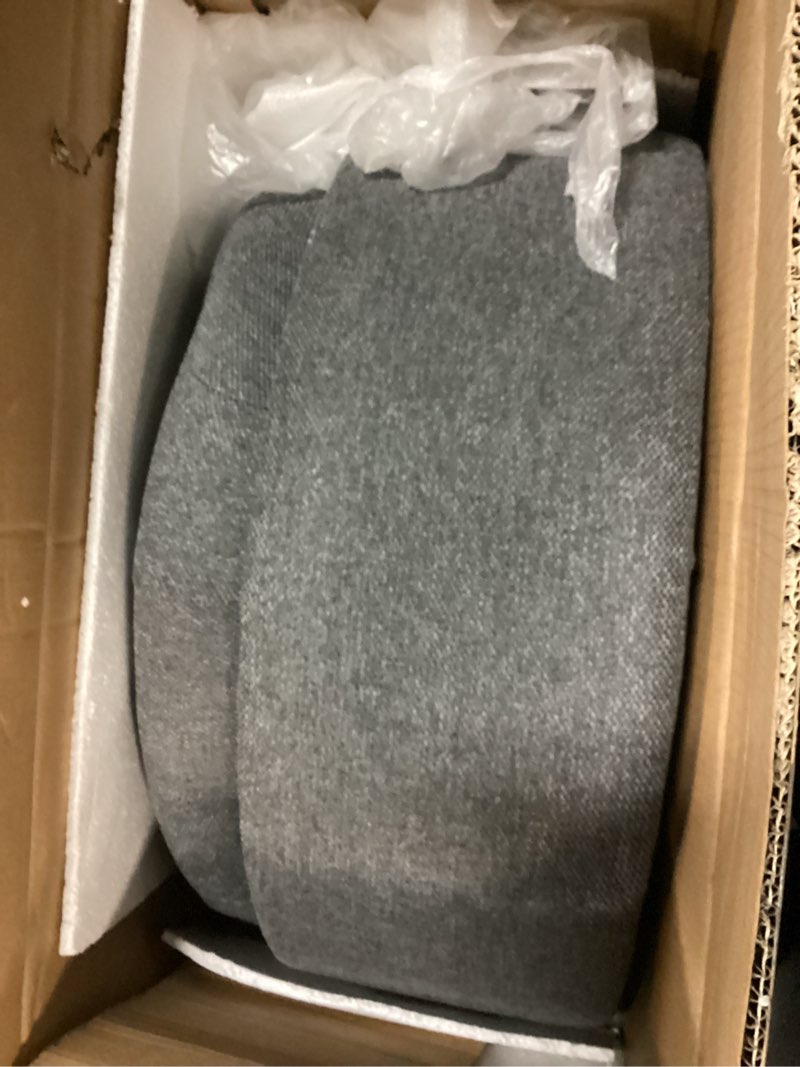 Condition photo showing Good Condition for COLAMY Fabric Round Storage Ottoman with Reversible Tray Lid – Multi-Functional Footrest, Hidden Storage, Sturdy & Stylish Small Coffee Table for Living Room, Bedroom, or Entryway(Dark Grey)