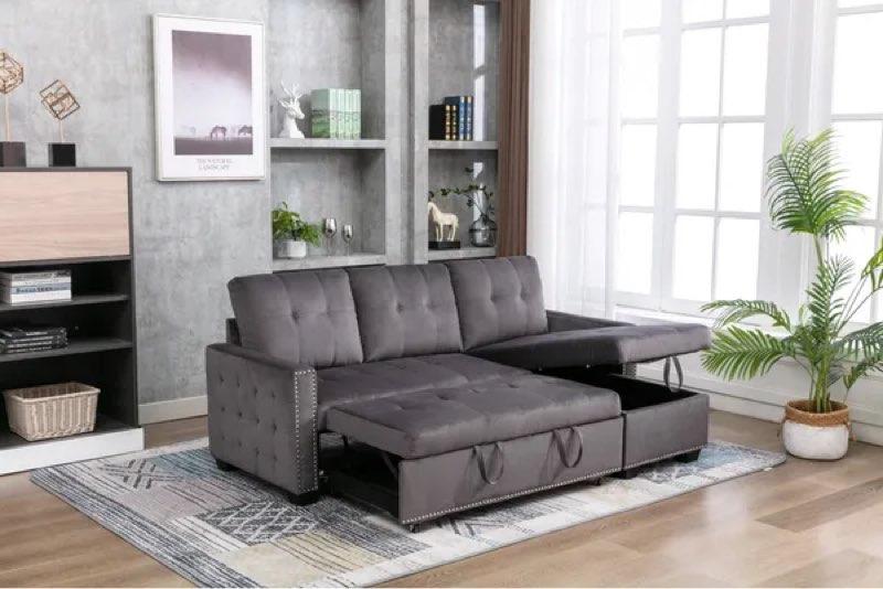Dark grey 2 seater storage sofa interchangable with 2 seater sofa (incomplete chaise only)