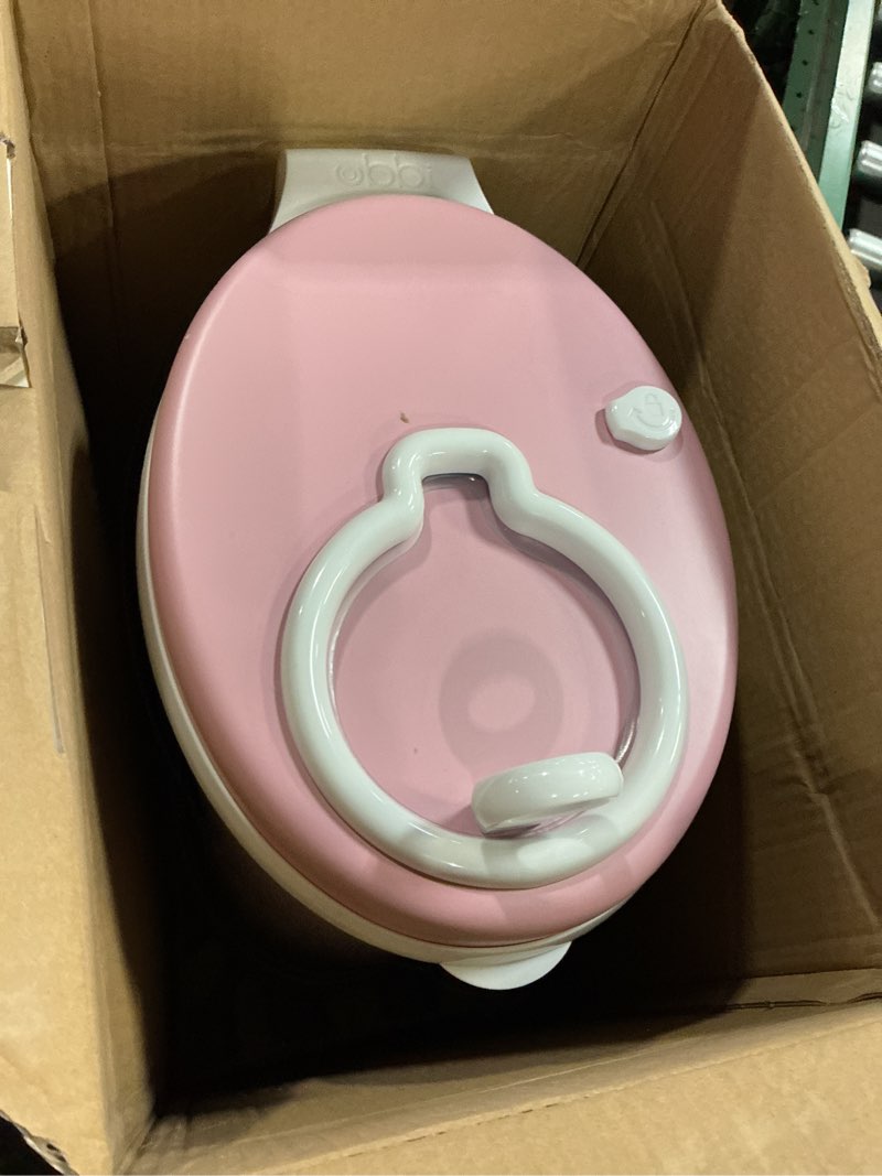 Condition photo showing As Is for ubbi stainless steel diaper pail, odor locking, no special bag required, award-winning, registry must-have, fig blossom