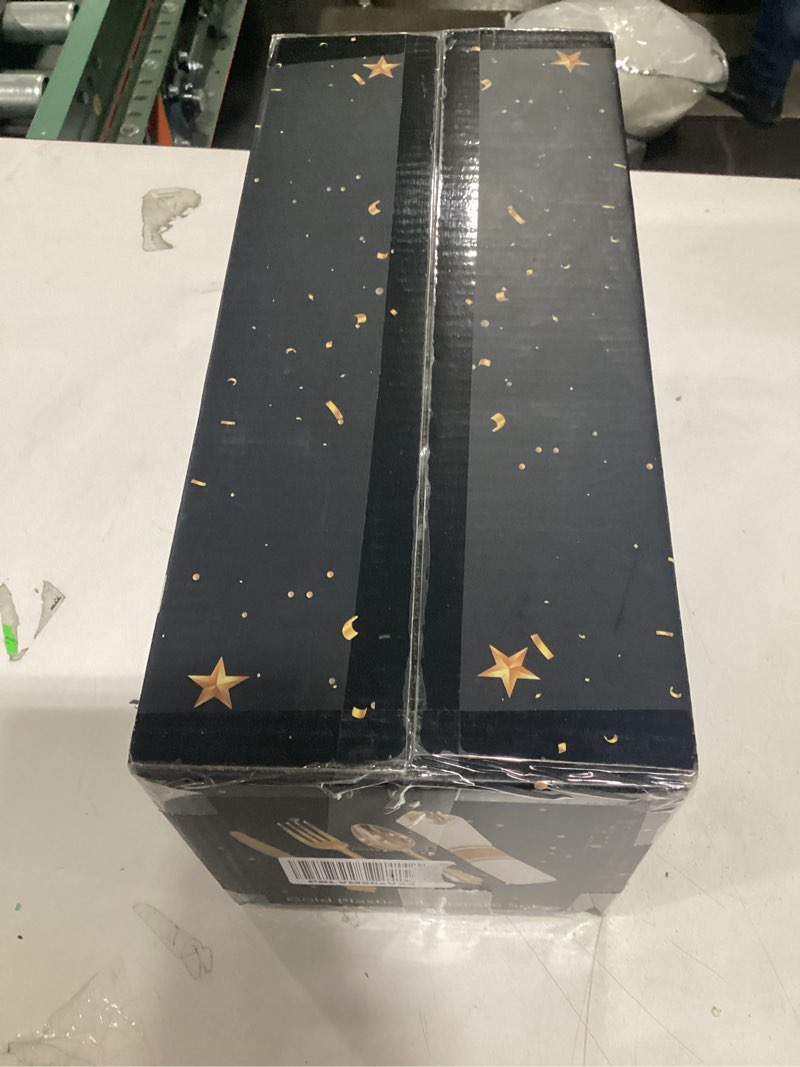 liacere 400pcs gold plastic silverware - pre rolled napkins disposable gold plastic cutlery-premium 