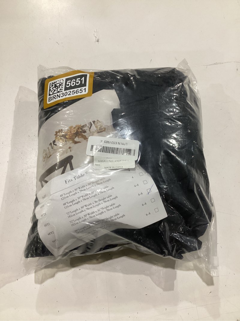 Condition photo showing Good Condition for ivapupu 2 pack 6ft table cloth for rectangular fitted events stretch black table covers washable spandex tablecloth protector for party, wedding, cocktail, banquet, festival