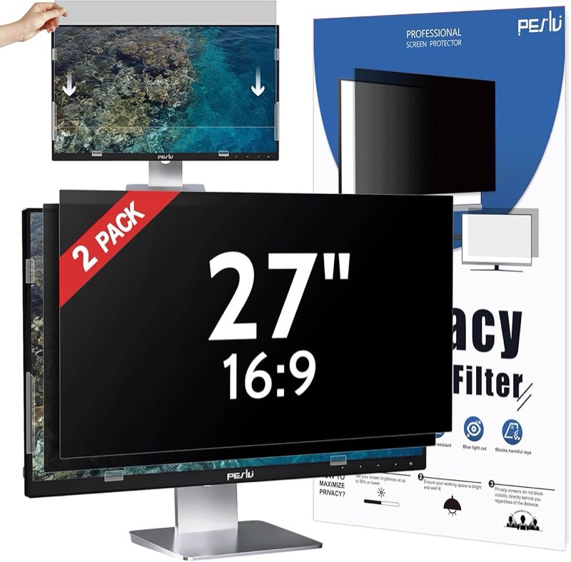 [2 Pack] Computer Privacy Screen 27 Inch for 16:9 Widescreen Monitor, Removable Eye Protection Anti 
