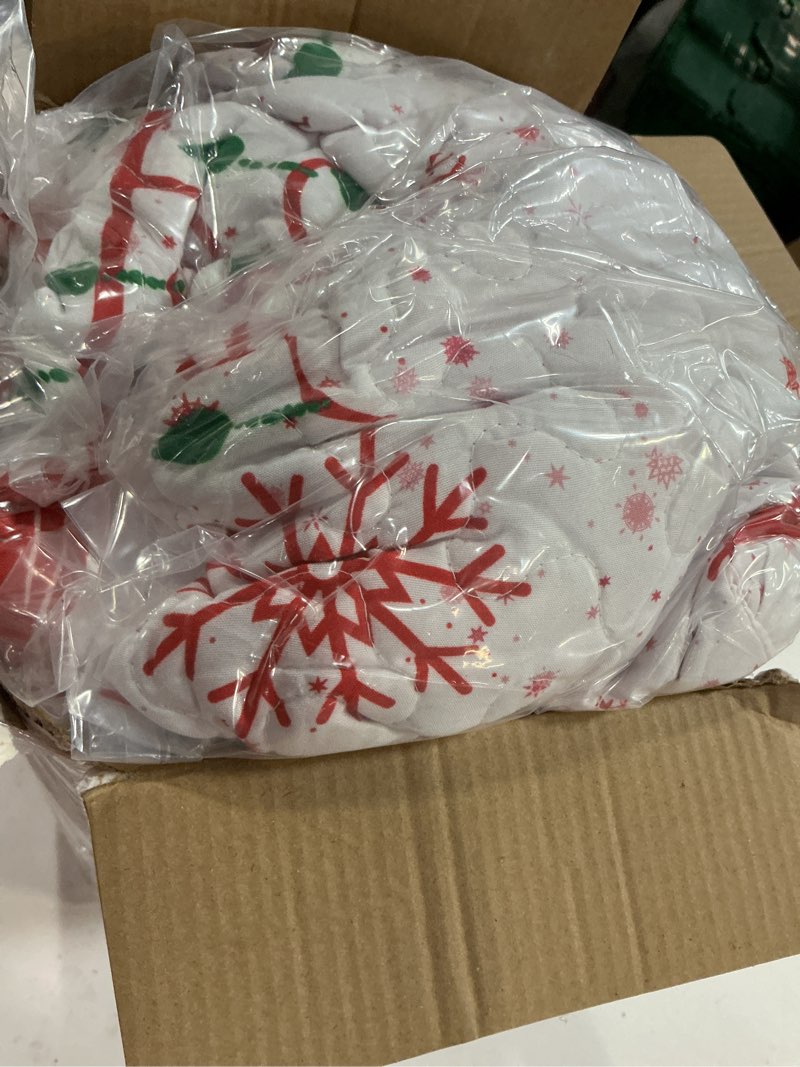 Condition photo showing New/Like New for Reversible Christmas Reindeer Bedding Quilt King Size Xmas Deer Moose Bedspread Snowflake Snowmen Ca