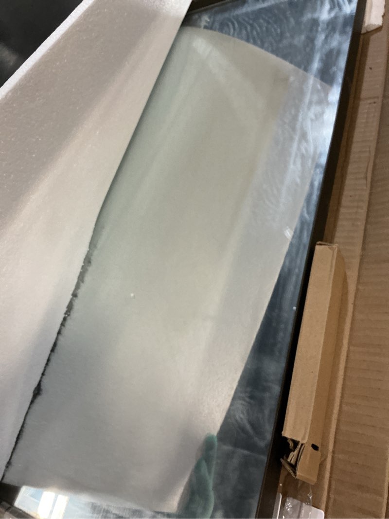 Condition photo showing Good Condition for loaao 24”x32” bronze bathroom mirrors for vanity, rounded rectangle brushed bronze metal frame mirror, anti-rust, hangs horizontally or vertically bronze 24"l x 32"w