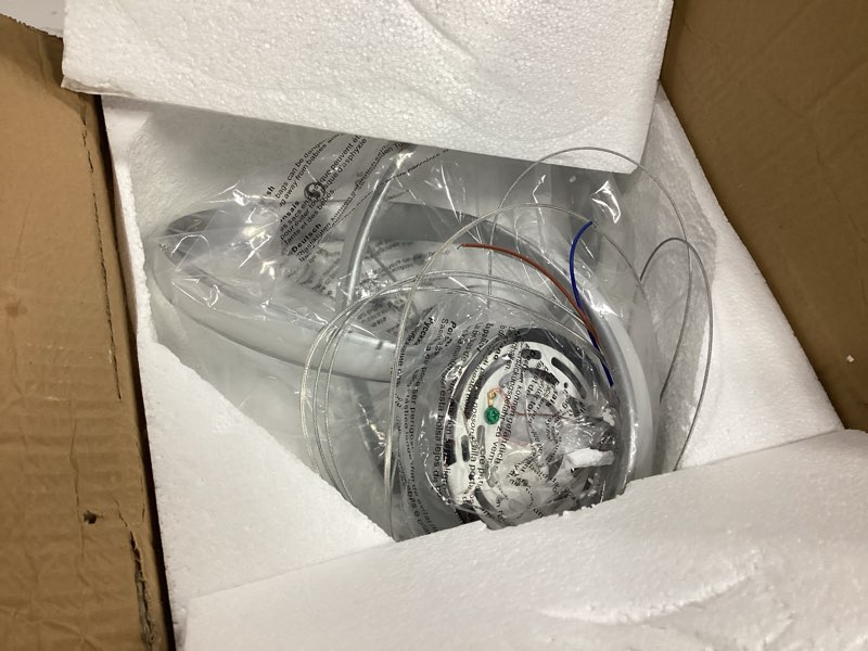 Condition photo showing Good Condition for Modern LED Pendant Light Fixture Contemporary Round Ring Chandelier Nickel with 4500K and 59in Height Adjustable Hanging Lamp for Kitchen Island Hallway Foyer Closet Corridor Nickel 12.5"