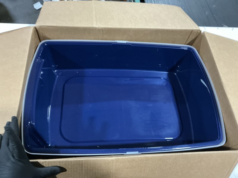 Condition photo showing Good Condition for iris usa xx-large side entry cat litter box, open top extra large litter box for big cats and multi-cat households, high sided scatter shield, easy to clean, 30" l x 20" w x 14" h, navy xxl - side entry navy