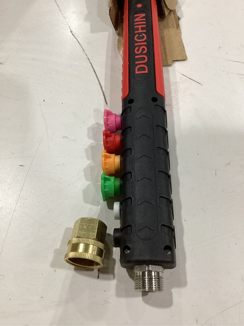 Condition photo showing Good Condition for dusichin long pressure washer wand with garden hose adapter 18 inches 5000 psi, high pressure jet nozzle for hose pressure washer garden hose ball valve jet wand car wash 6 nozzles dus2610
