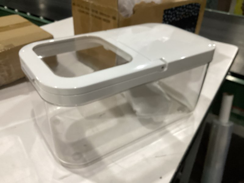 Condition photo showing New/Like New for livlab mker rice storage container -10lbs/1.3gal/6kg rice container airtight grain dispenser kitchen pantry organizer with measuring cup, bpa-free, clear design for dry food 10kg-b