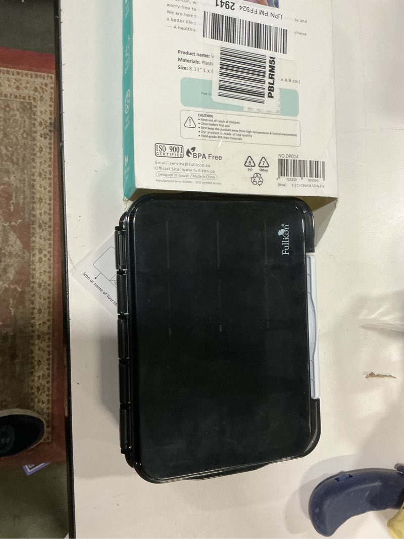 Condition photo showing Good Condition for Fullicon Daily Travel Moisture Proof Pill Case with 12 Extra Large Compartment, Pill Organizer with 3 Secured Buckles, Large Supplement Box for Vitamin with Removable Dividers (Black) Black Extra Large