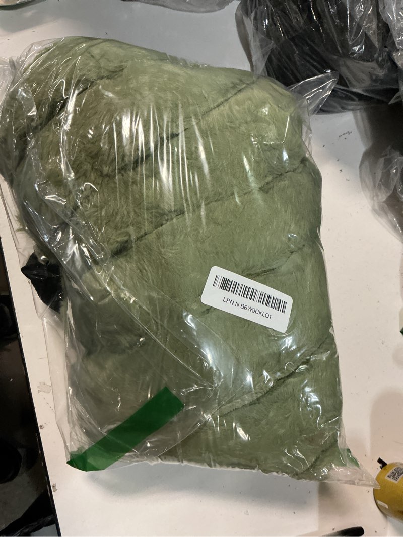 Condition photo showing New/Like New for mego kids fluffy faux rabbit fur bean bag chair cover(no filler), cozy moss shaggy striped stuffed animal storage bean bag for plush toys, fuzzy ribbed beanbag cover kids girls teens adult, sage green small(28"x28"x32") sage green