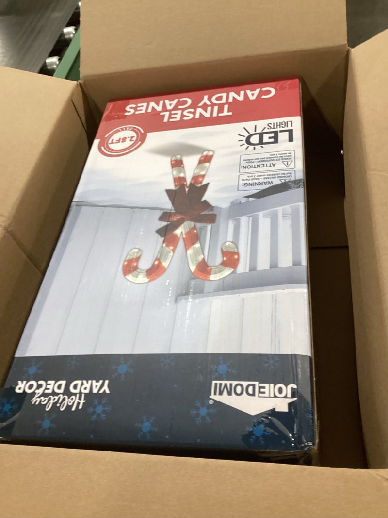 Condition photo showing Good Condition for JOIEDOMI Christmas Candy Canes Tinsel Yard Light Decorations 50 Pre-Lit LED Warm White Lights with Metal Stakes for Indoor Outdoor Yard Holiday Décor, Christmas Event, Christmas Eve Night Décor