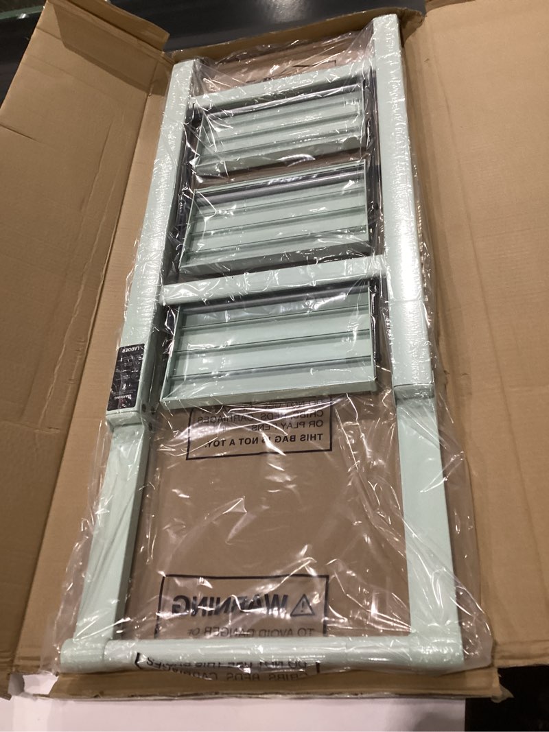 Condition photo showing Good Condition for kingrack folding 3 step ladder, portable ladder for multi-purpose, home, kitchen, heavy sturdy steel step stool with anti-slip wide pedals, handrail, safe-lock design, pass 500lbs load testing, black, similar to stock photo, green