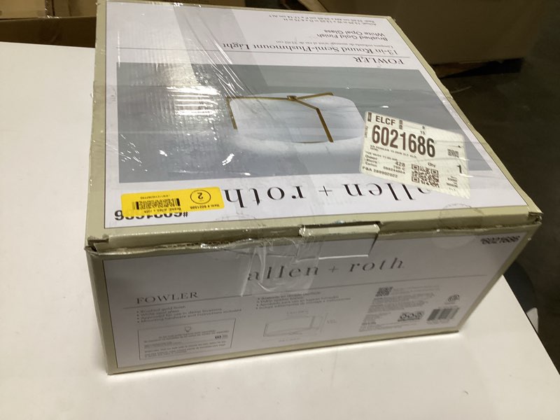 Condition photo showing Good Condition for  allen + roth Fowler 13.25-in Brushed Gold Indoor 2 -Light Semi-flush Mount Light with Frosted Glass