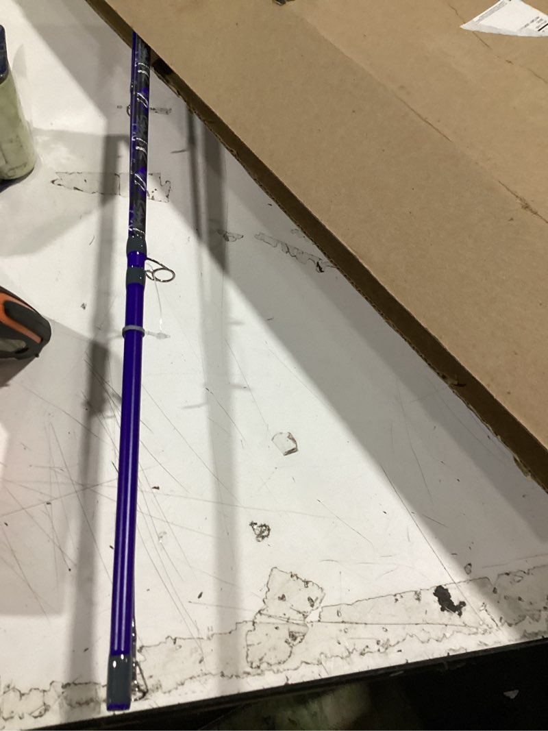 Condition photo showing As Is for zebco splash spincast reel and fishing rod combo, fiberglass rod, ball bearing system, all metal gears, 8-pound line z-splash blue
