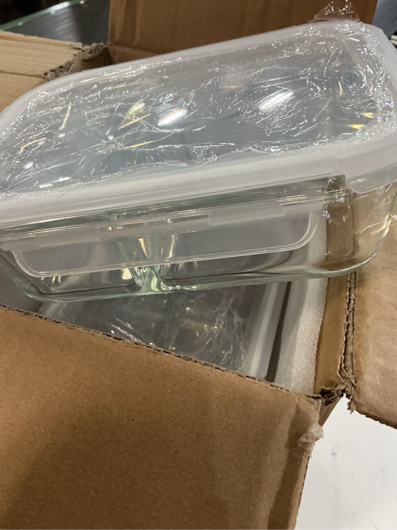 Condition photo showing New/Like New for prepnaturals 5 pack 34 oz glass meal prep containers - dishwasher microwave freezer oven safe - glass storage containers with lids (multi-compartment) 3 compartment 5 pack - 34oz