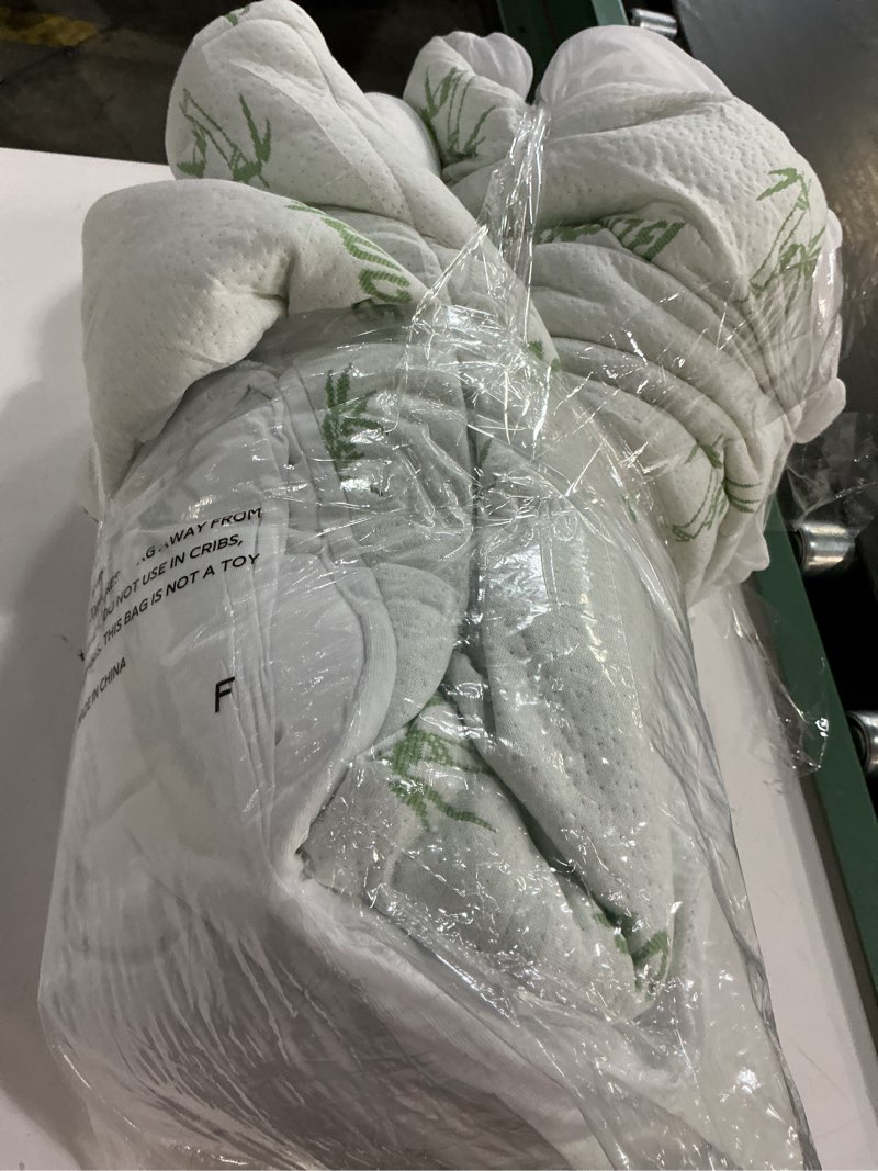 Condition photo showing As Is for ultra soft full size mattress topper - viscose made from bamboo pillow top mattress pad for back pain relief - naturally cooling for hot sleepers, green green full