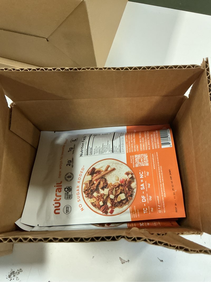 Condition photo showing New/Like New for NuTrail Nut Granola Cereal, Cinnamon Pecan, No Sugar Added, Gluten Free, Grain Free, Keto, Low Carb, Healthy Breakfast Cereal 8 Ounce (Pack of 6)…expiration 11/04/25