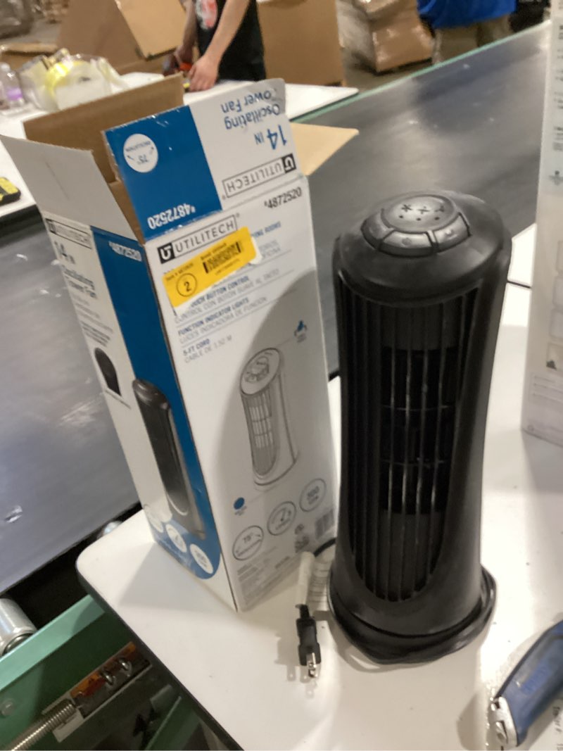 Condition photo showing Good Condition for utilitech 14-in 120-volt 3-speed indoor black matte oscillating tower fan