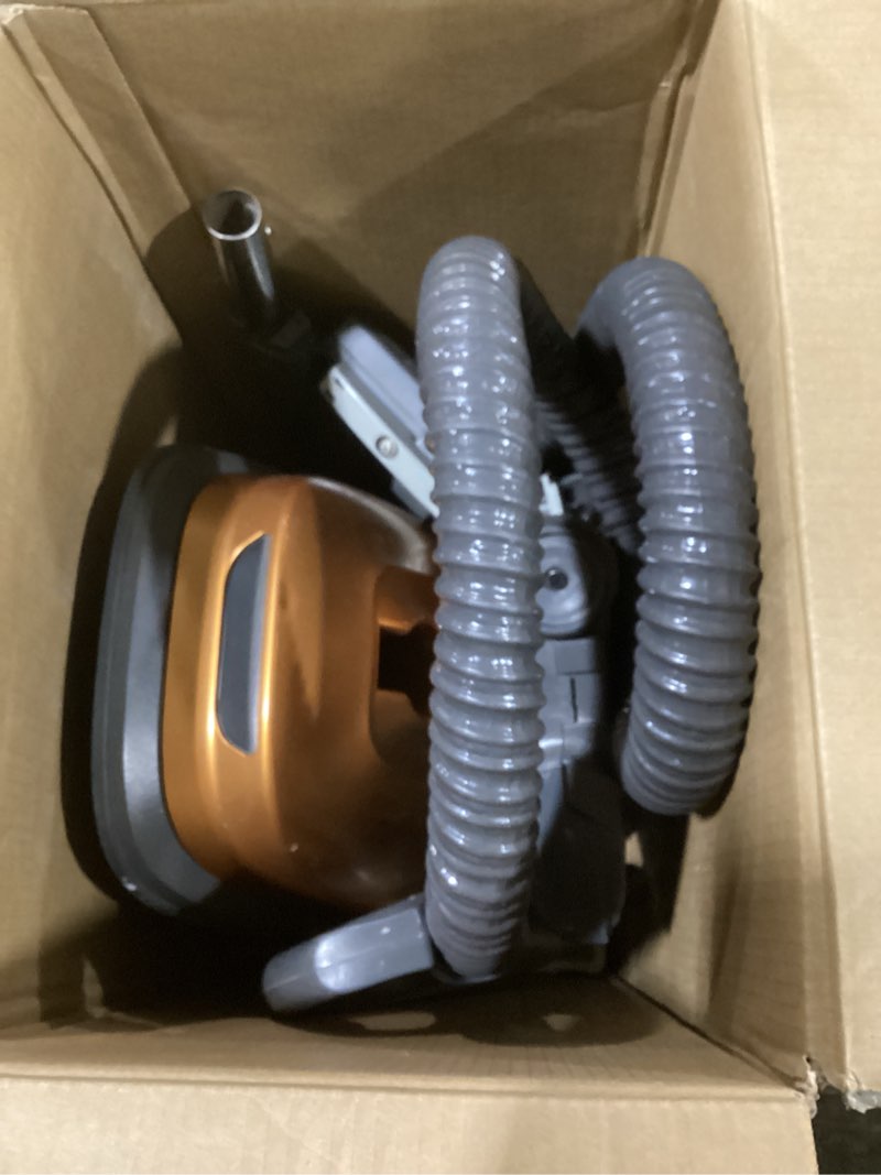 Condition photo showing As Is for kenmore 81214 200 series pet friendly lightweight bagged canister vacuum with hepa  2 motor system  and 3 cleaning tools-orange
