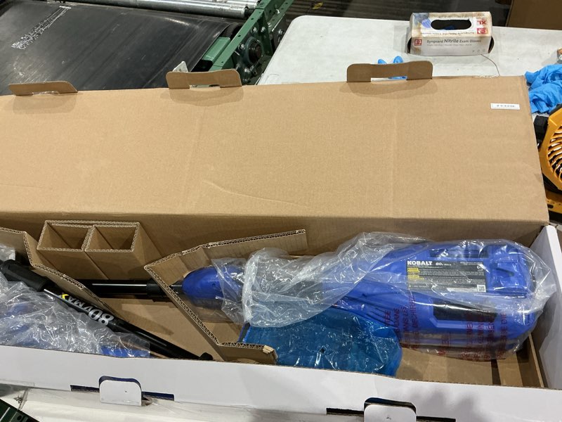 Condition photo showing As Is for kobalt 80-volt 10-in 2 ah battery pole saw battery included , charger included