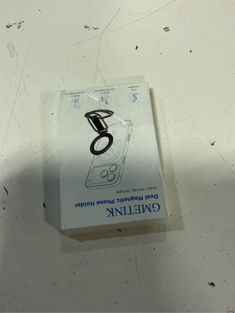 Condition photo showing As Is for gmetink foldable double sided ring magnetic phone grip & kickstand, finger loop strap phone ring hol