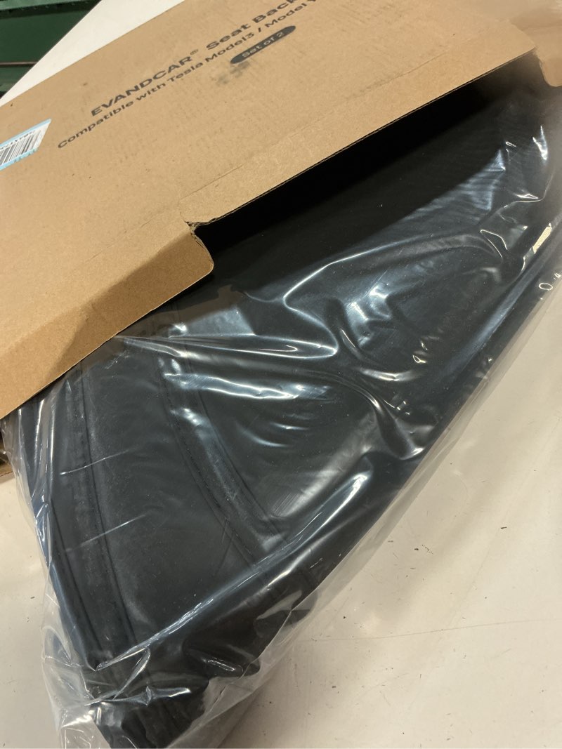 Condition photo showing Good Condition for leather seat back protector designed for tesla model y model 3 model s/x accessories(includes 2025 model y & 2024-2025 model 3 highland), wear-resistant kick mats with organizer pocket, set of 2 black