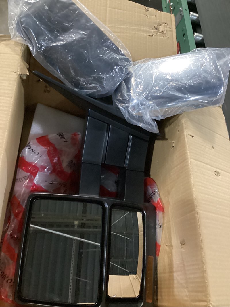 Condition photo showing Good Condition for replacement driver left side door towing mirror electric heated with turn signal light puddle light chrome and textured back cover manual folding and telescope for 2007-2014 ford f-150 driver (lh) side