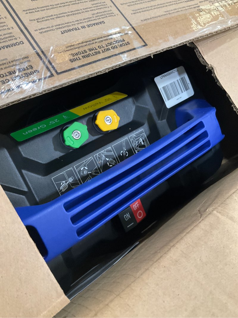 Condition photo showing As Is for westinghouse epx3100v electric pressure washer, 2100 max psi 1.76 max gpm, built-in carry handle, detachable foam cannon, pro-style steel wand, 3-nozzle set, for cars/fences/driveways/home/patios 2100 max psi - handheld
