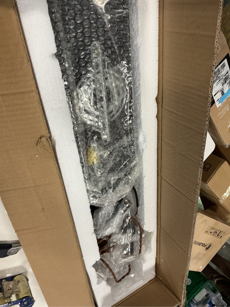 Condition photo showing Good Condition for KEESFU 10-Lights Rustic Chandeliers for Dining Room, Farmhouse Wooden Ceiling Pendant Light, Height Adjustable, Rectangle Chandelier for Kitchen Island Dining Room Bar Pool Table Cabin.