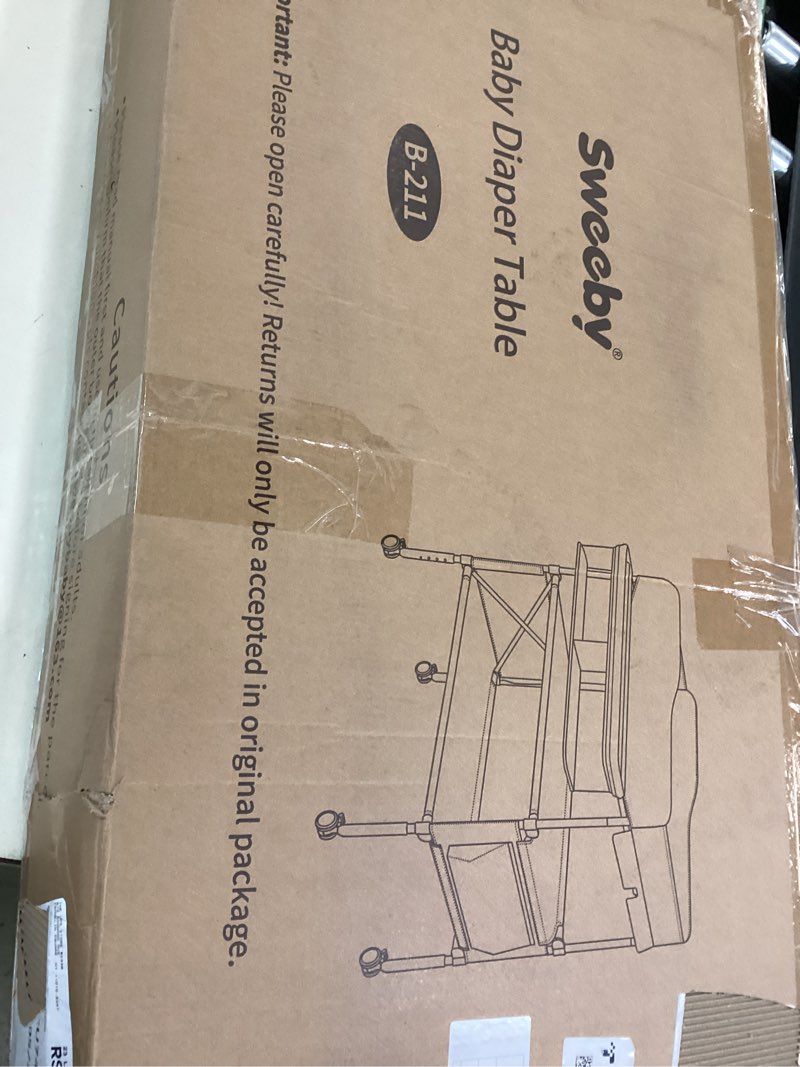 Condition photo showing New/Like New for Sweeby Portable Baby Changing Table, Foldable Diaper Changing Station with Waterproof Pad, Mobile Nursery Organizer for Infant & Newborn Essentials, Grey