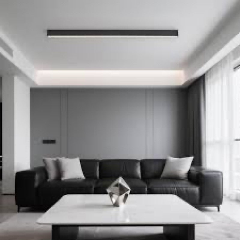 Black ceiling light LED, modern and simple, long strip ceiling surface installation, suitable for li