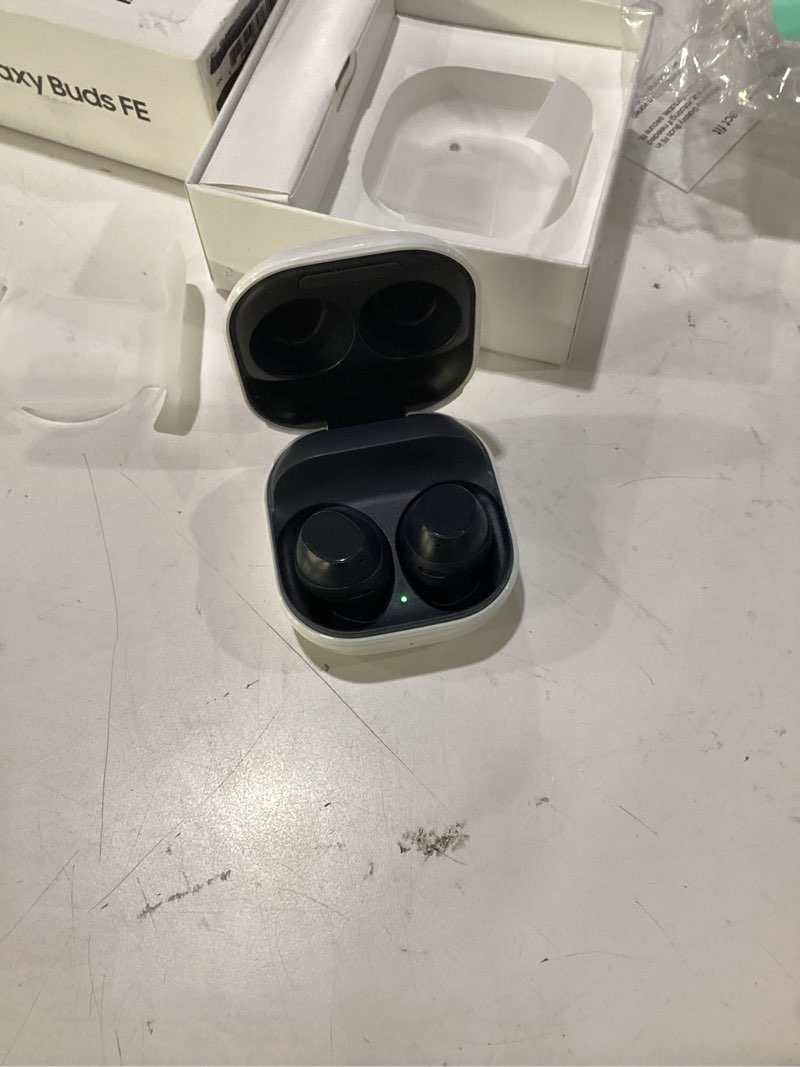 Condition photo showing Good Condition for samsung galaxy buds fe true wireless bluetooth earbuds, comfort and secure in ear fit, auto switch audio, touch control, built-in voice assistant, graphite [us version, 1yr manufacturer warranty] graphite buds fe only