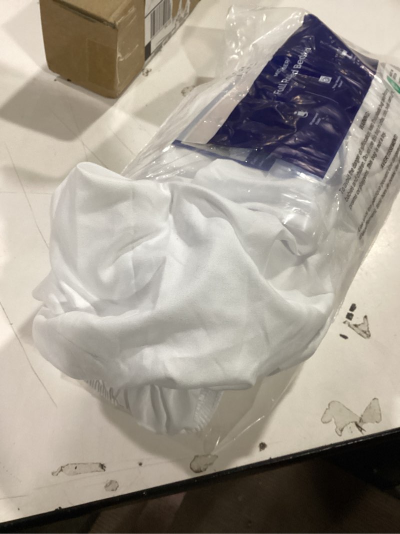 Condition photo showing Good Condition for Wrap Around Dust Ruffle Bed Skirt - White - for Full Size Beds with 15 Inch Drop - Easy Fit Elastic Strap - Adjustable Pleated Bedskirt w/Brushed Fabric - Wrinkle Free - for Women, Men, Kids & Teens Full/Full XL 15" - Drop 01 - White