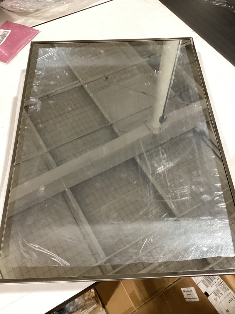 Condition photo showing Good Condition for plastic bathroom medicine cabinet with framed mirror 16 x 22 inch, surface and recessed mount white 16x22 inch framed mirror