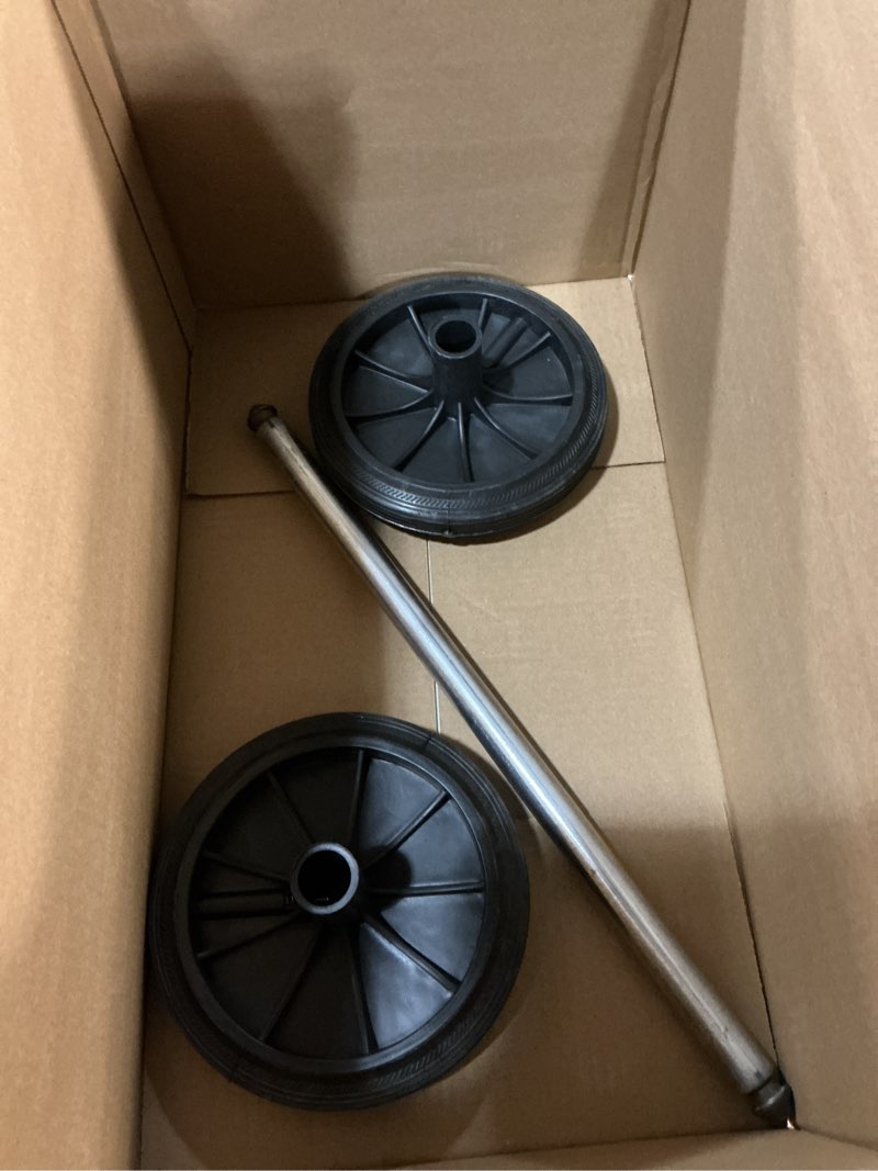 Condition photo showing As Is for Angoily Trash Can Wheels Replacement, Garbage Can Wheels Replacement Set, Hollow Shaft 2 Rubber Wheels Pulley Wheel, Trash Bin Wheels Replacement