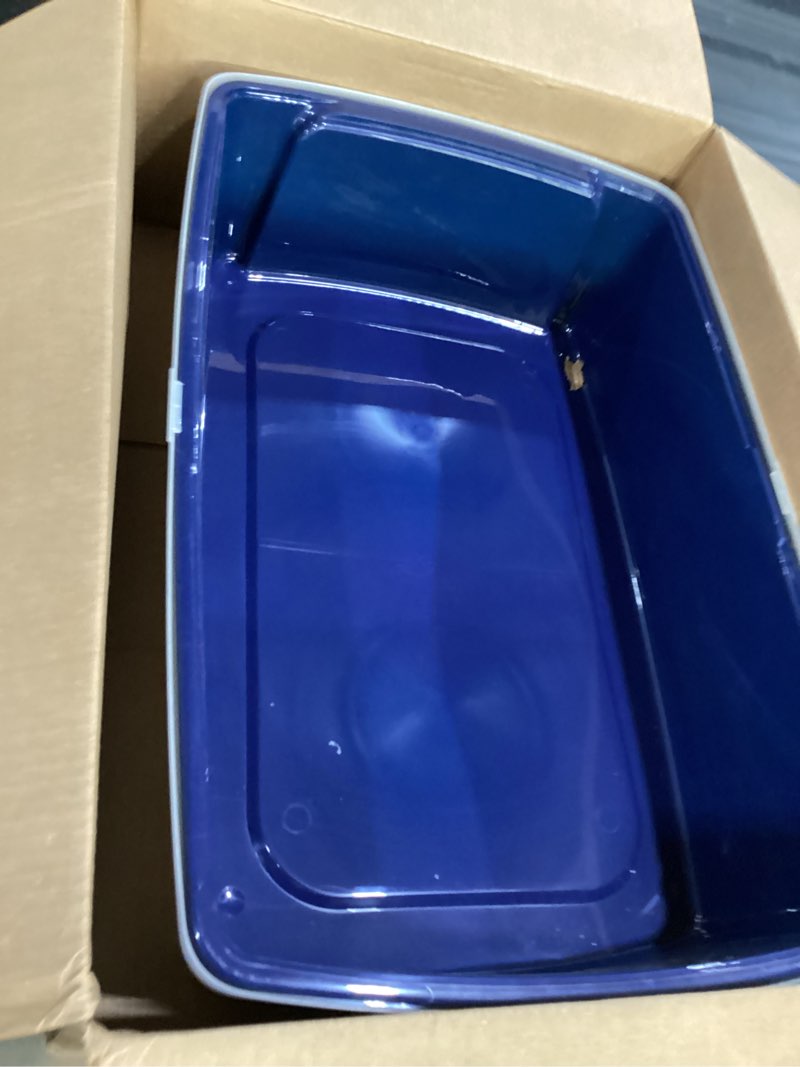 Condition photo showing Good Condition for iris usa cat litter box xx-large open top with high sided walls tall scatter shield scoop included easy clean plastic pan for big cats kittens multi-cat households 30"l x 20"w x 14"h navy xxl navy